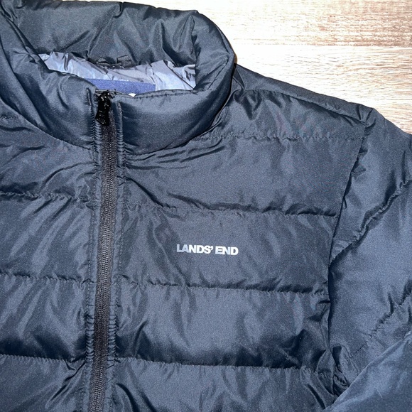 Lands End Men's Puffer Jacket -Black - Picture 2 of 3
